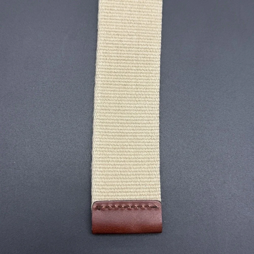 Brooks Brothers 346 Men's Medium Khaki Woven D-Ring Belt Beige NWT